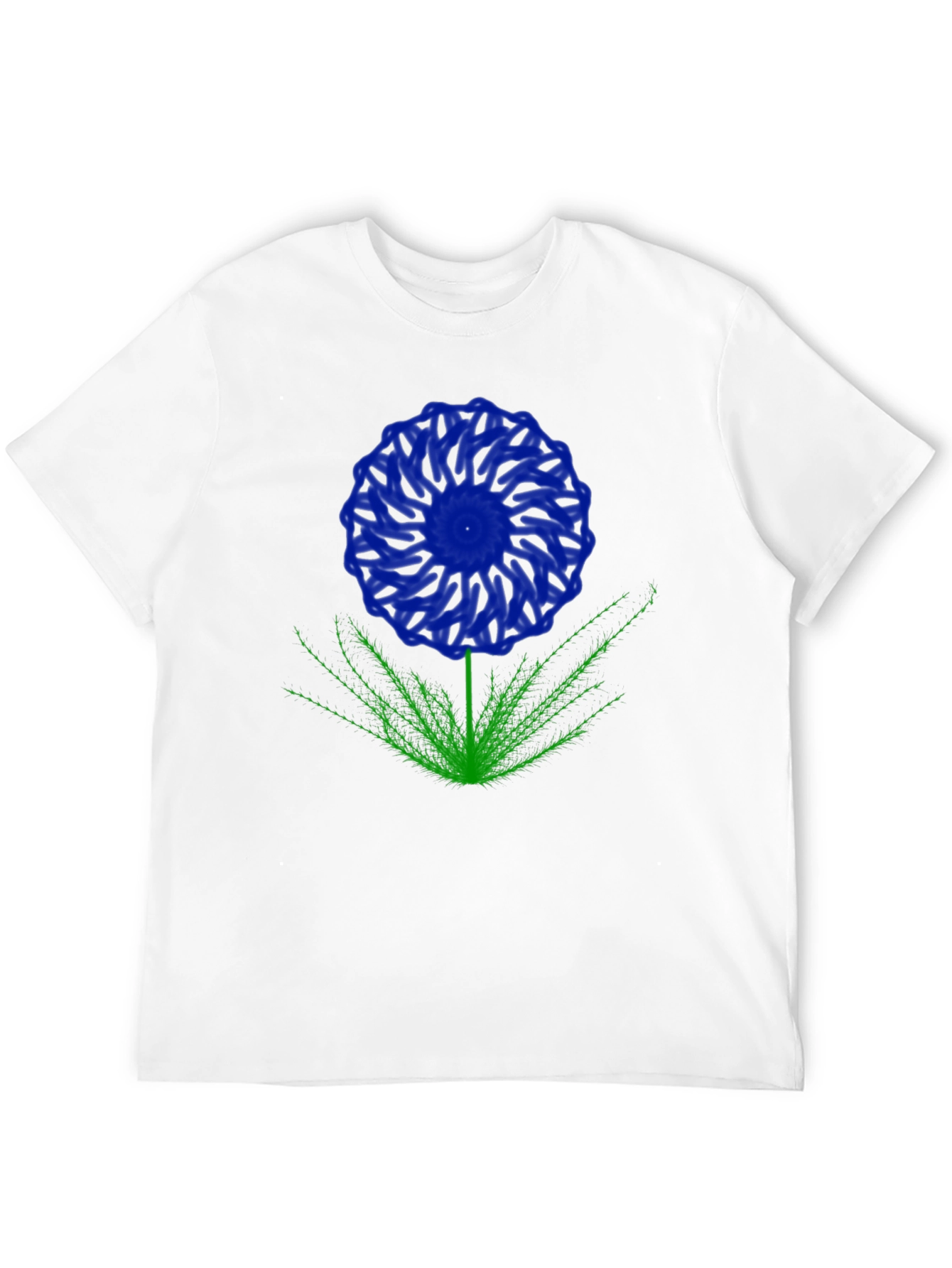 Blue Flower Graphic T-Shirt - Black Cotton Blend