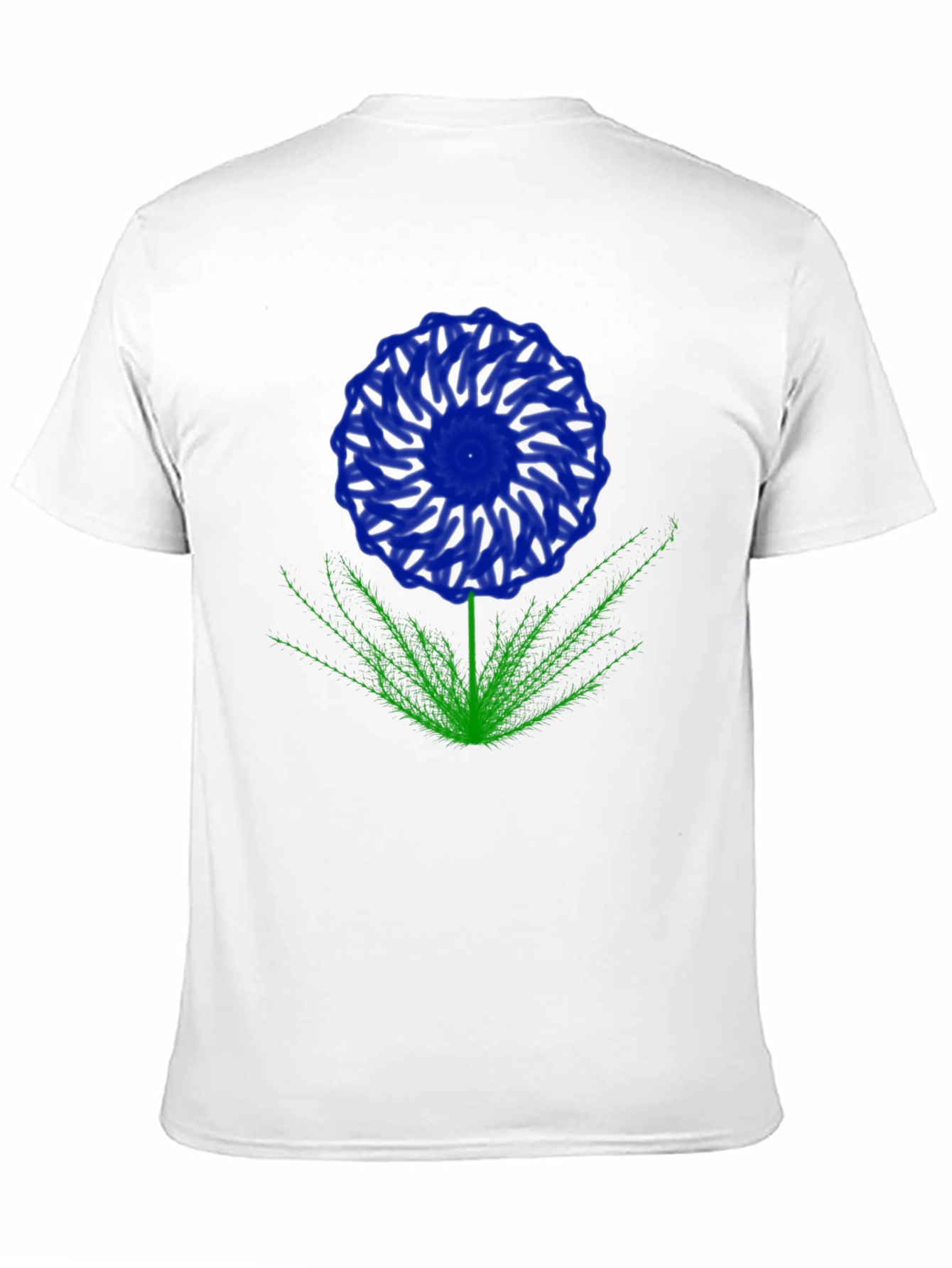 Blue Flower Graphic T-Shirt - Black Cotton Blend