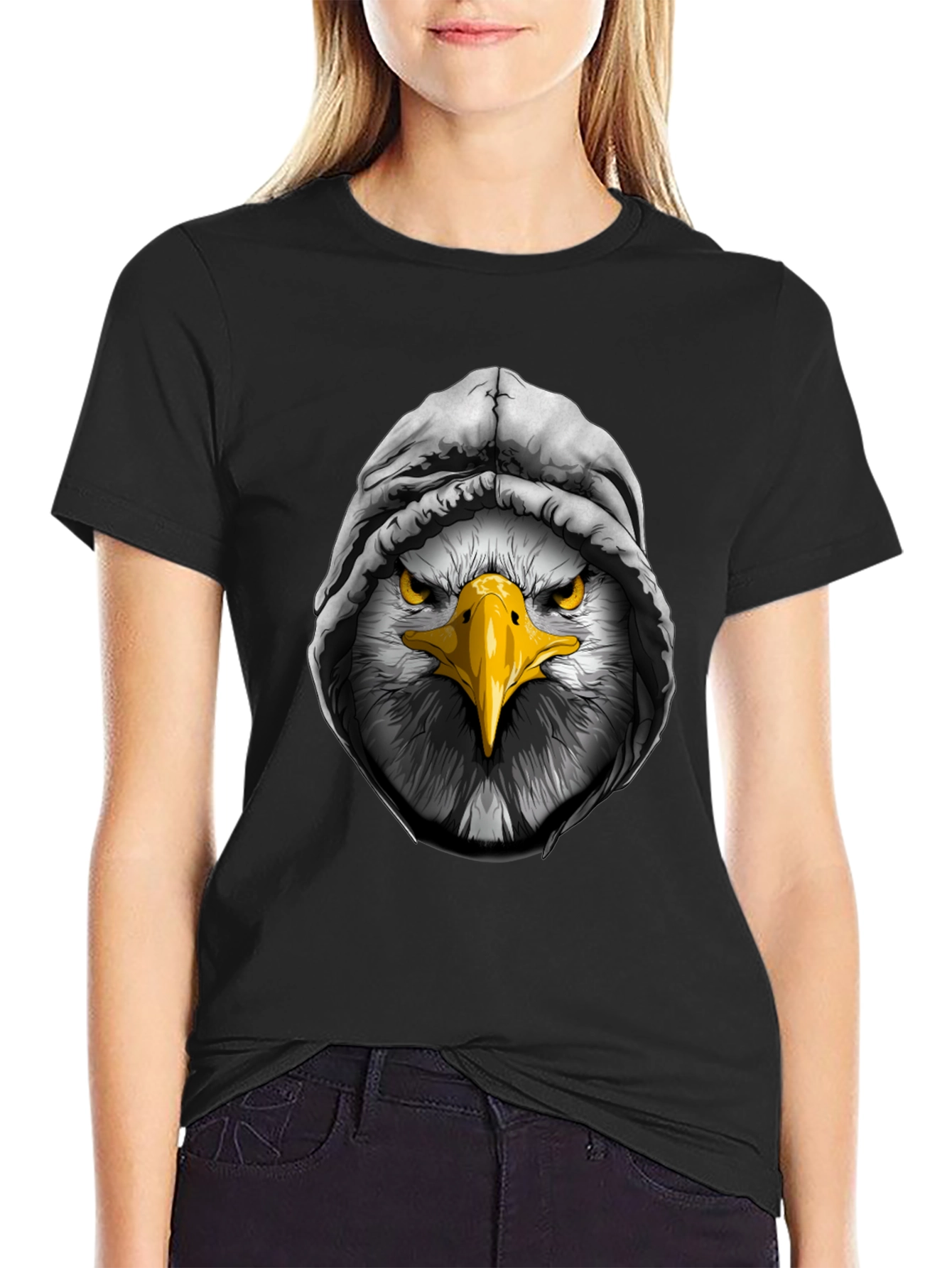 Eagle in Hoodie Graphic Tee - Cool Streetwear