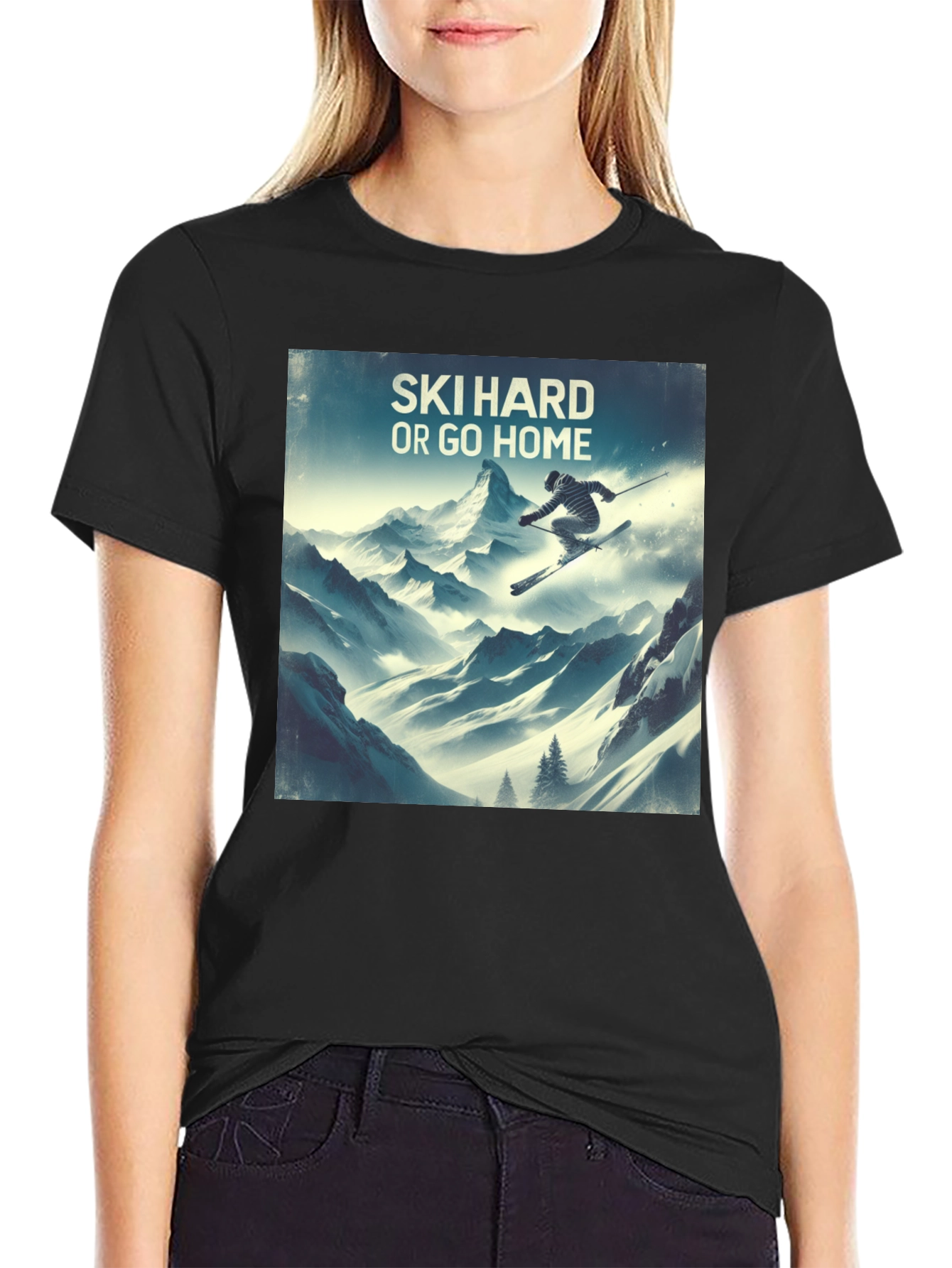Ski Hard or Go Home Graphic T-Shirt
