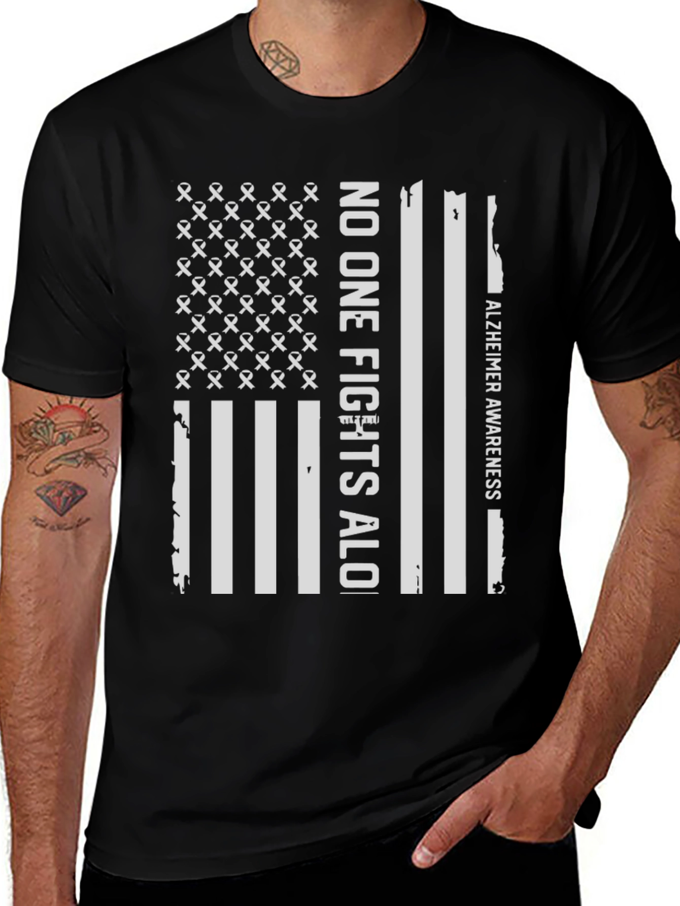 Alzheimer Awareness T-Shirt: No One Fights Alone