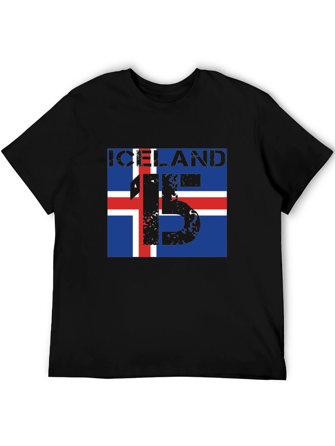 Iceland Flag & 15 Graphic Tee - Black