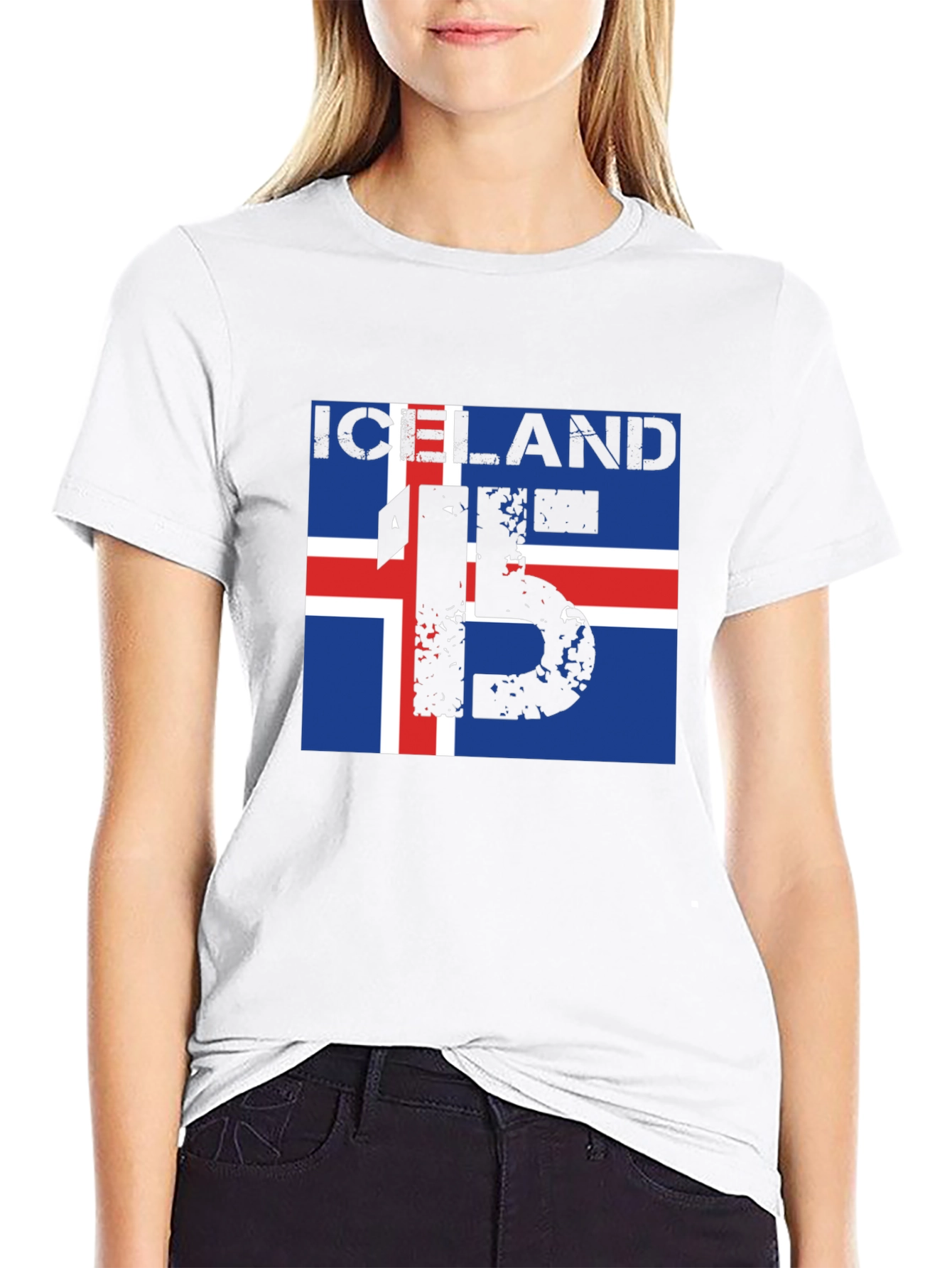 Iceland Flag & 15 Graphic Tee - Black