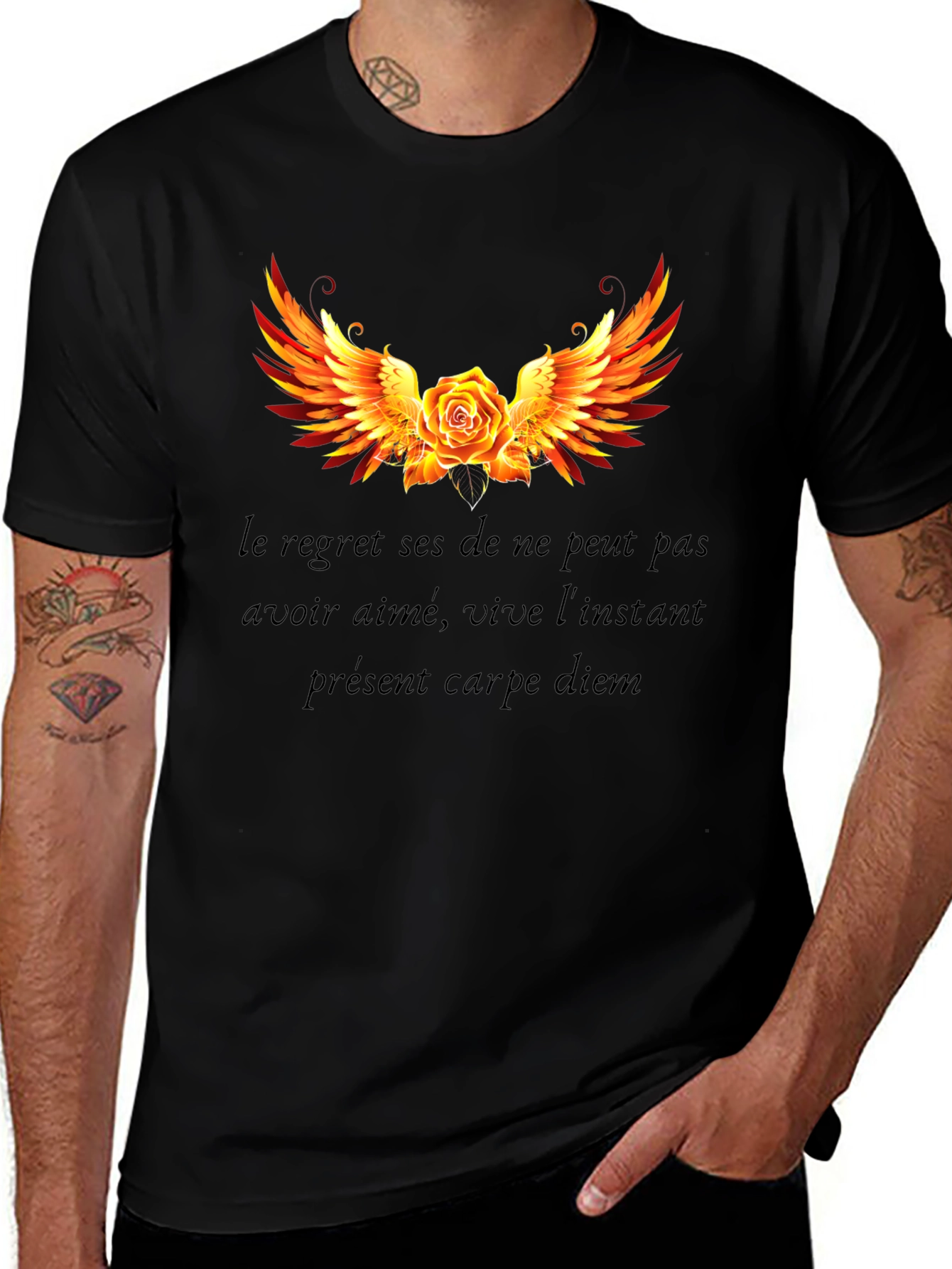 Rose Winged T-Shirt Carpe Diem Graphic Tee