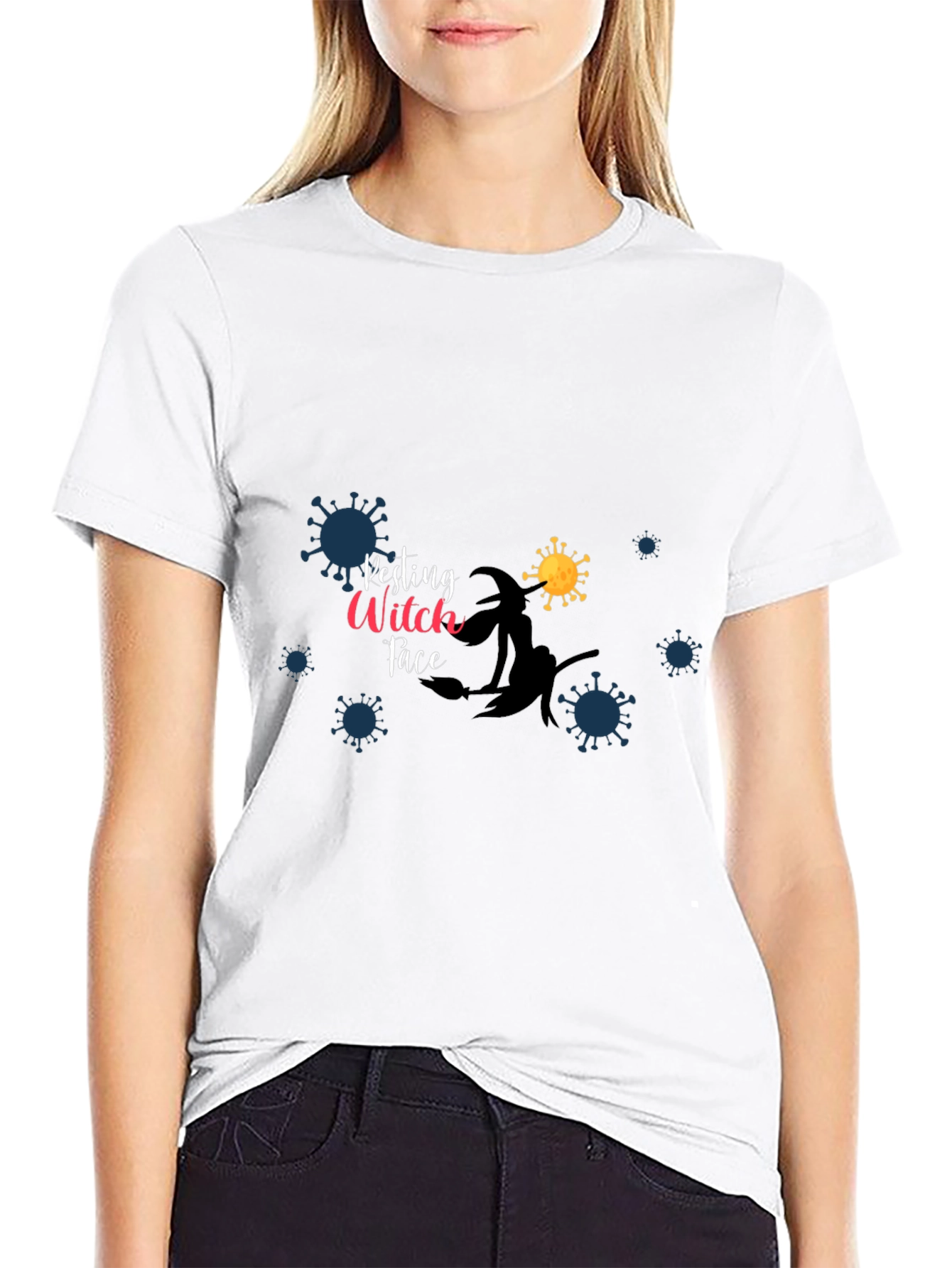 Witch Face Posting T-Shirt - Halloween Novelty Tee