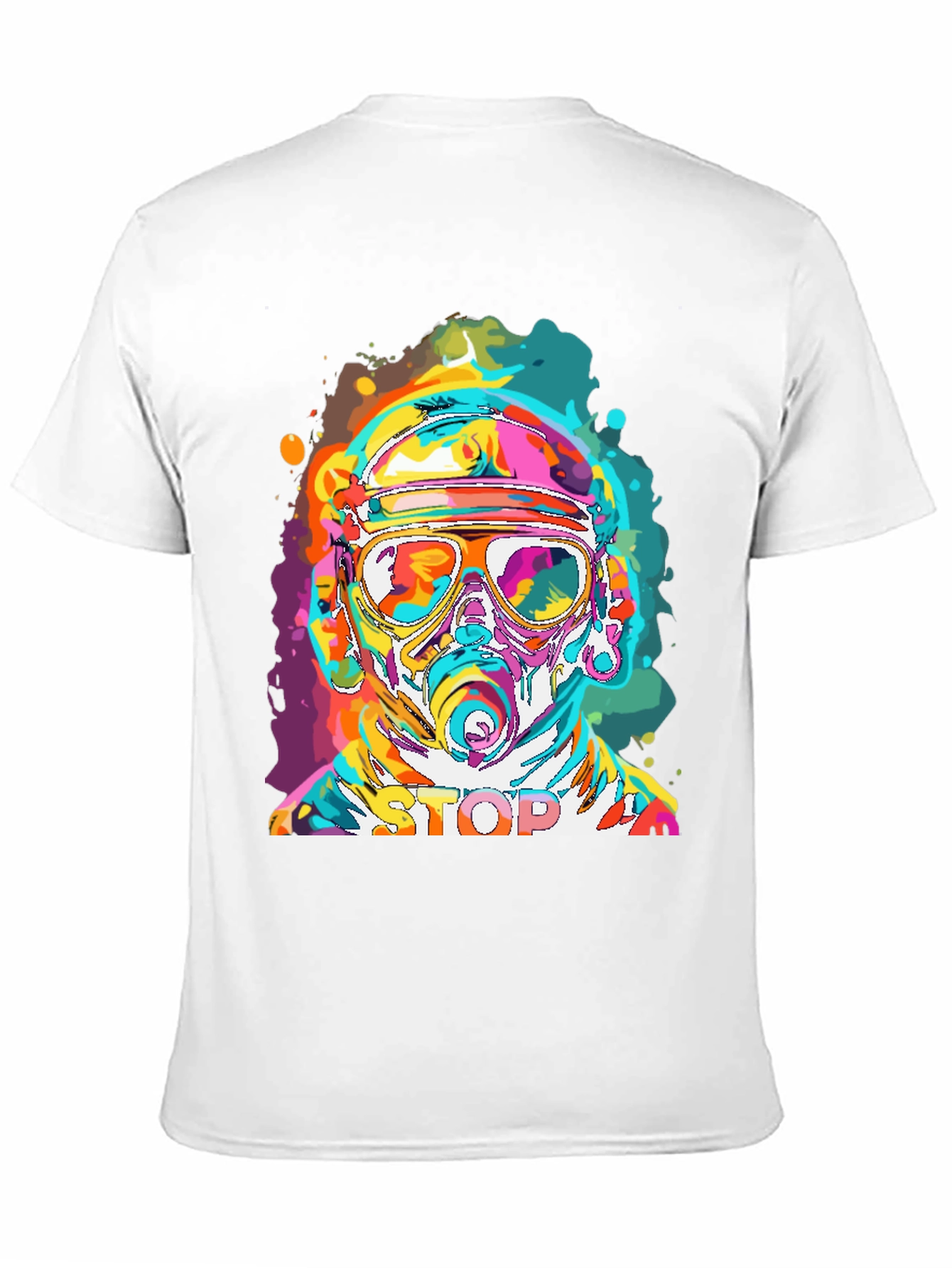 Vibrant Stop Graphic Tee - Mens Black Crew Neck