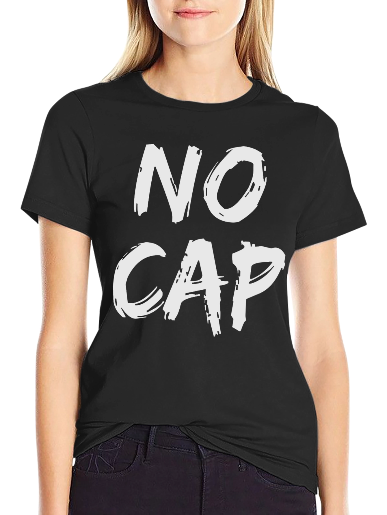No Cap Graphic Tee - Casual Black T-Shirt