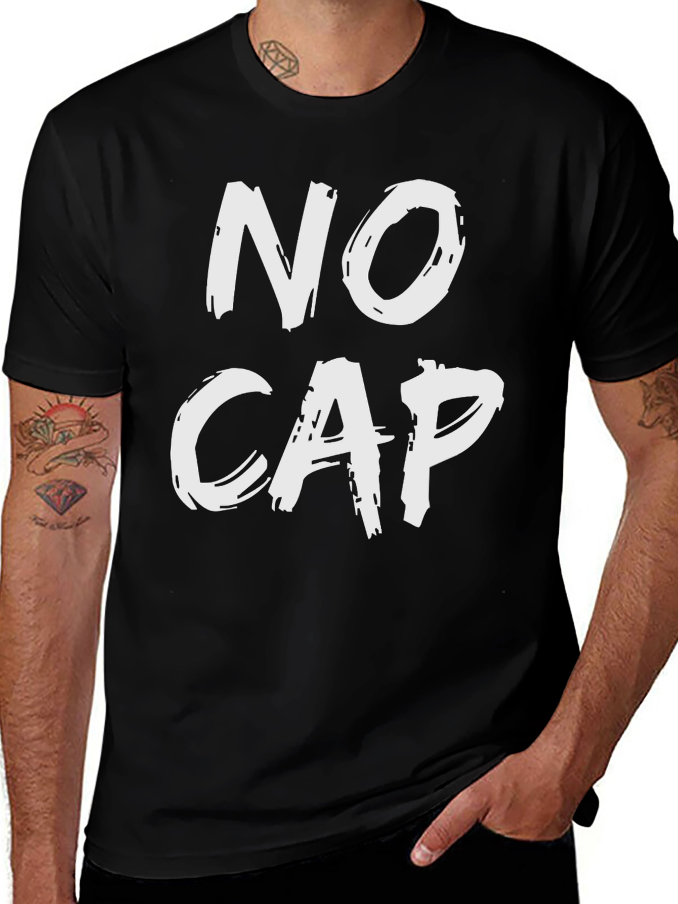 No Cap Graphic Tee - Casual Black T-Shirt