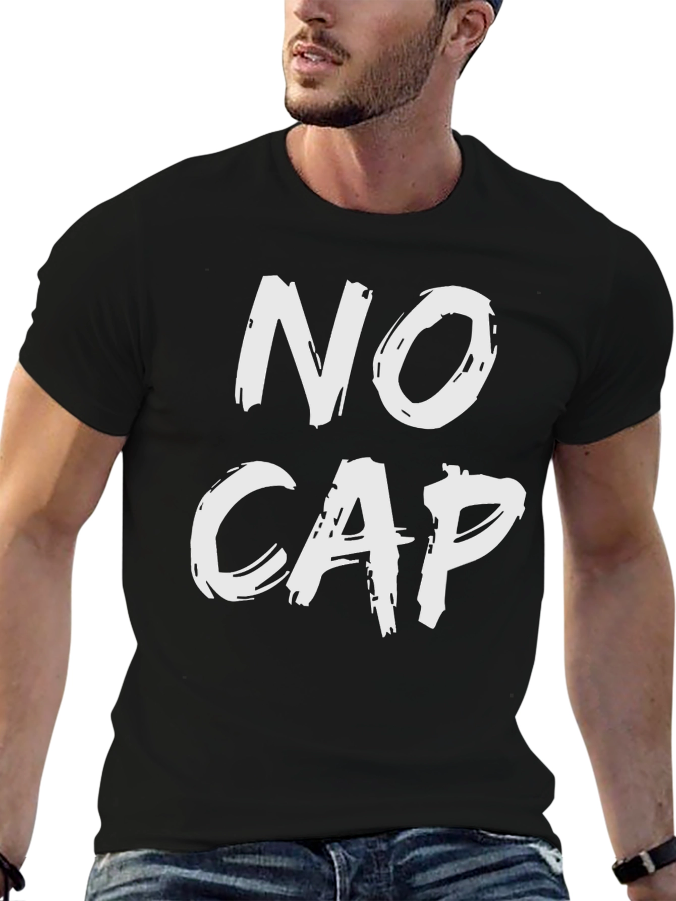 No Cap Graphic Tee - Casual Black T-Shirt