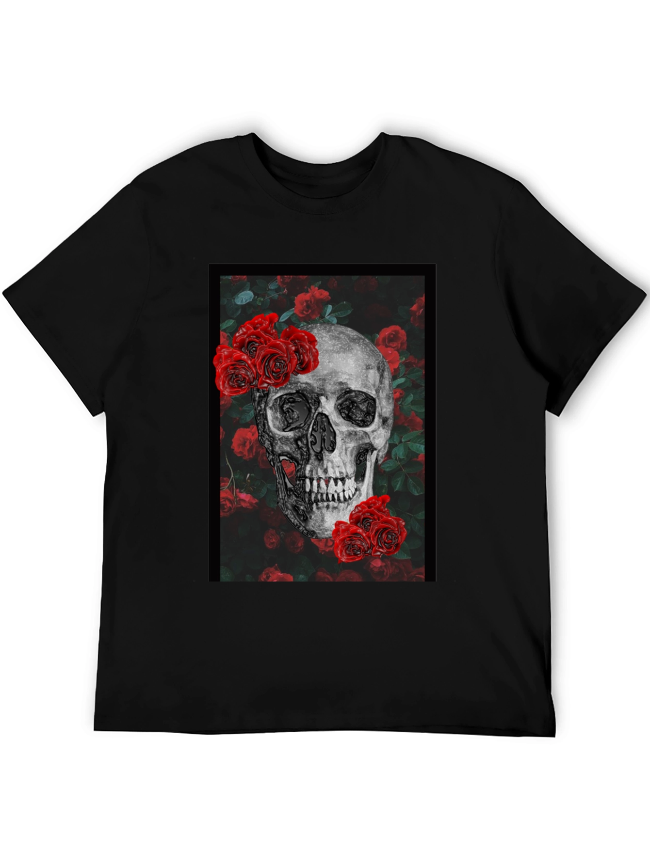 Skull & Roses Graphic Tee - Edgy Fashion
