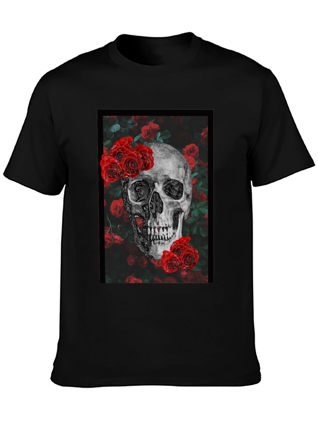 Skull & Roses Graphic Tee - Edgy Fashion