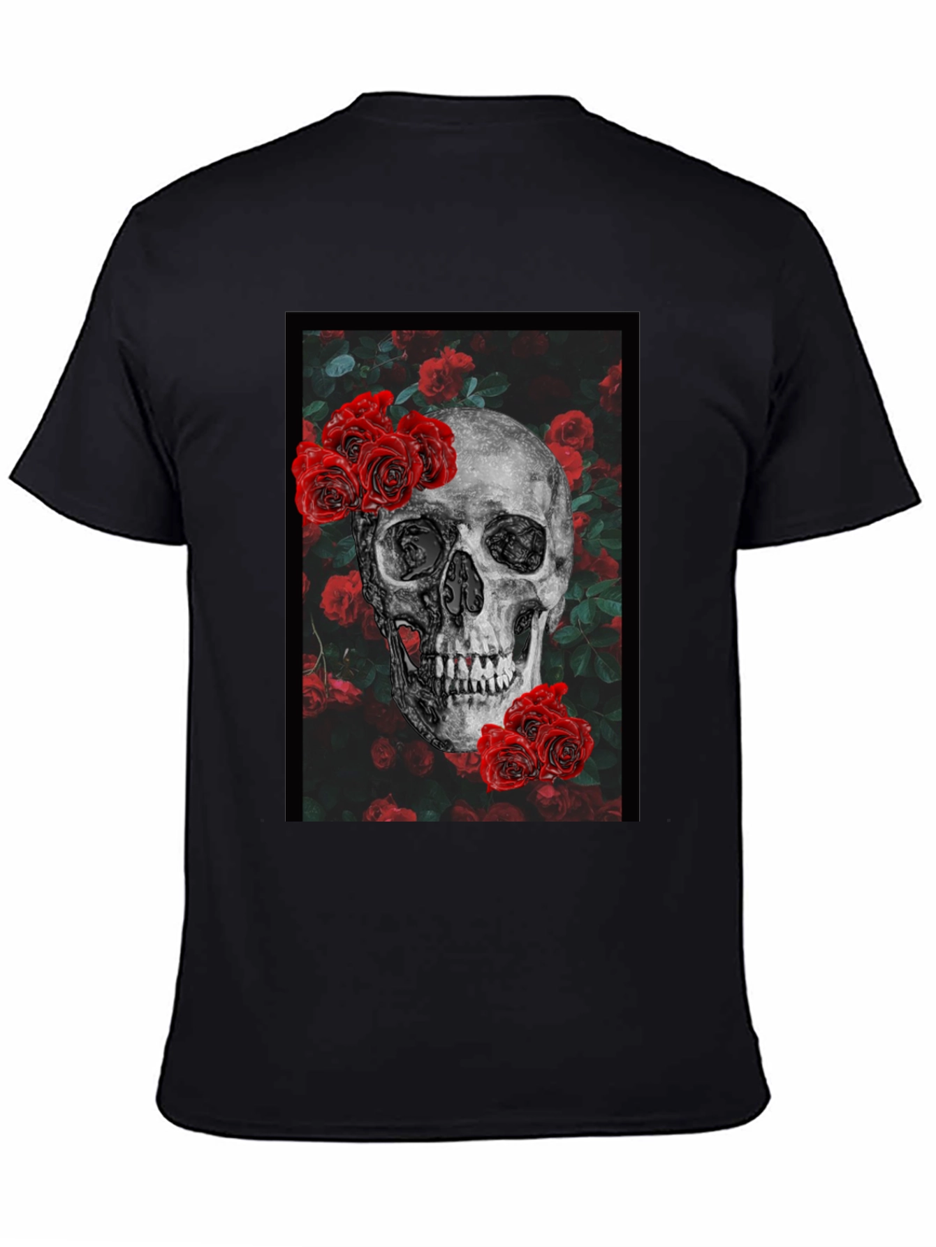 Skull & Roses Graphic Tee - Edgy Fashion