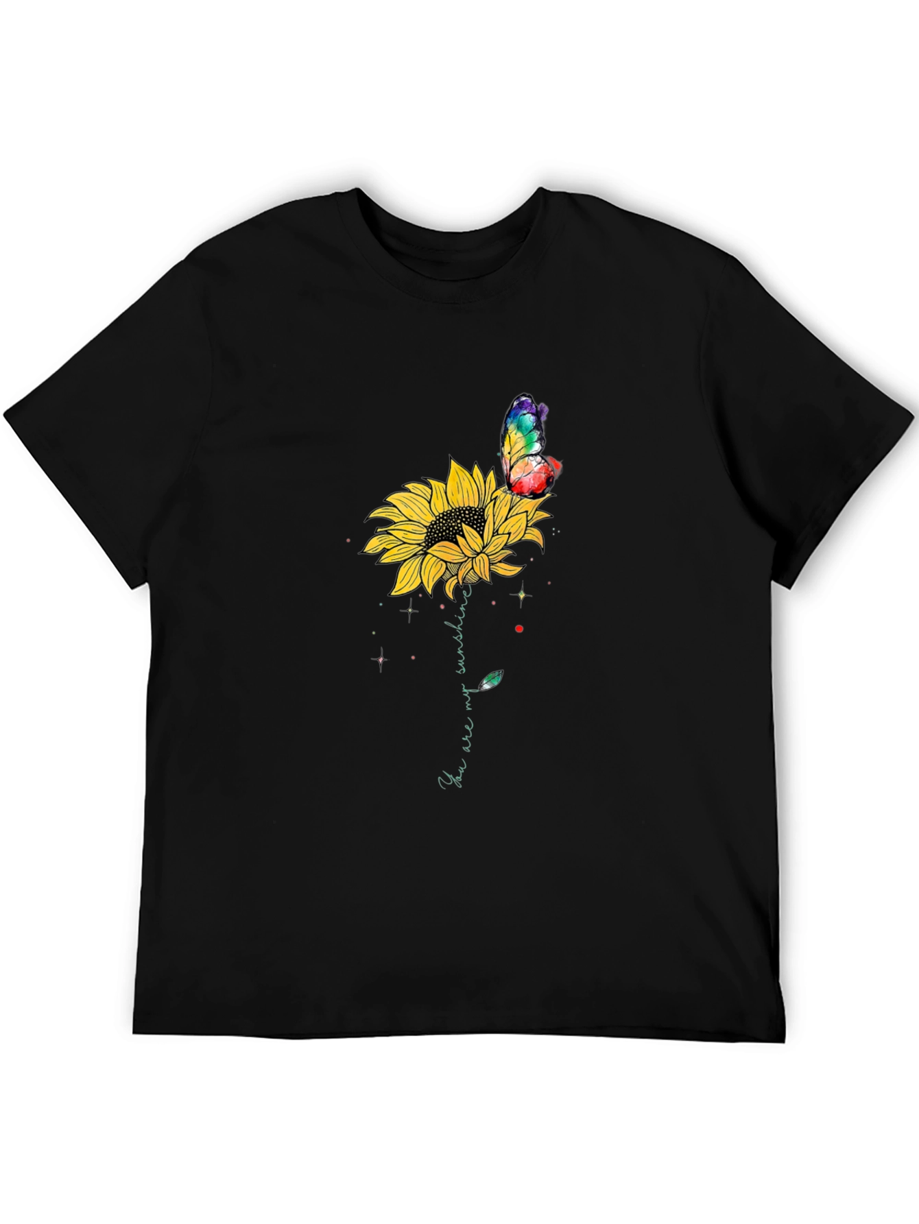 Sunflower Butterfly Graphic Tee - Mens Black T-Shirt