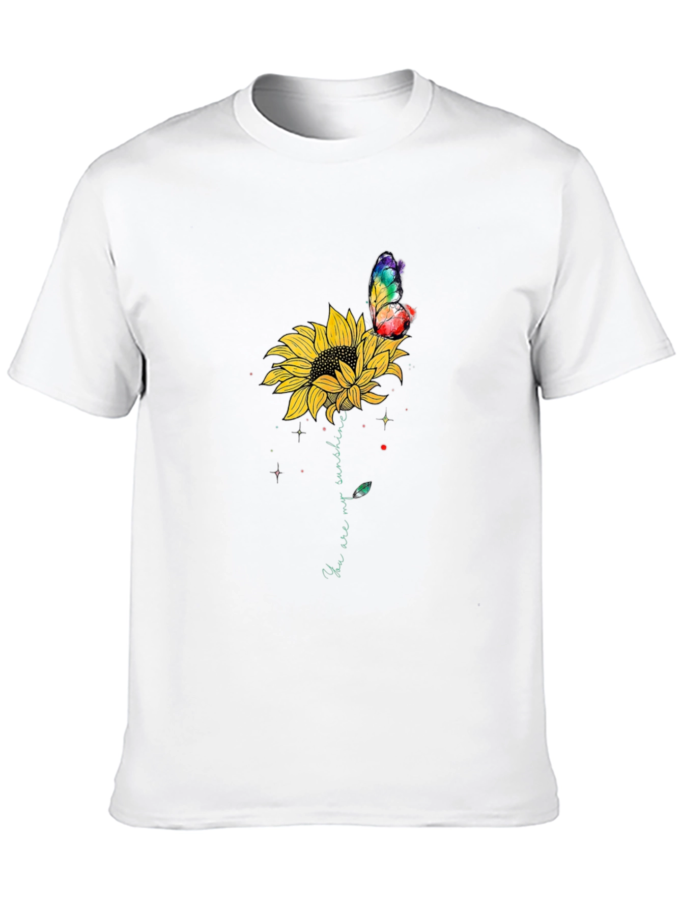 Sunflower Butterfly Graphic Tee - Mens Black T-Shirt