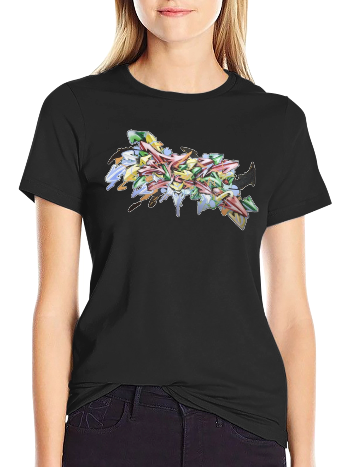 Graffiti Art Tee - Urban Style Black T-Shirt