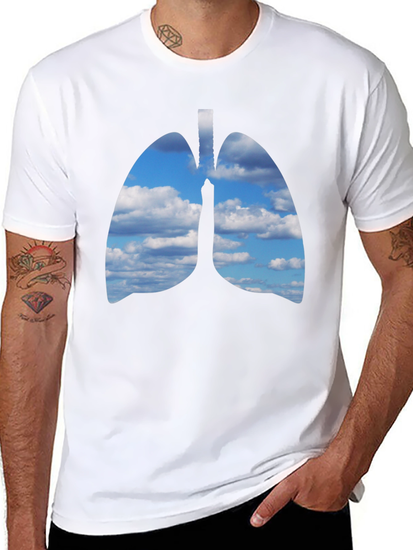 Lungs Sky T-Shirt - Unique Anatomical Design