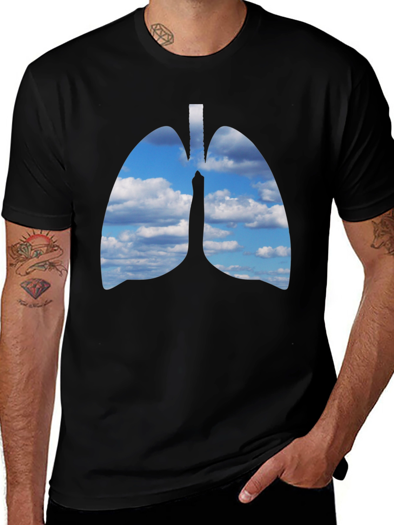 Lungs Sky T-Shirt - Unique Anatomical Design