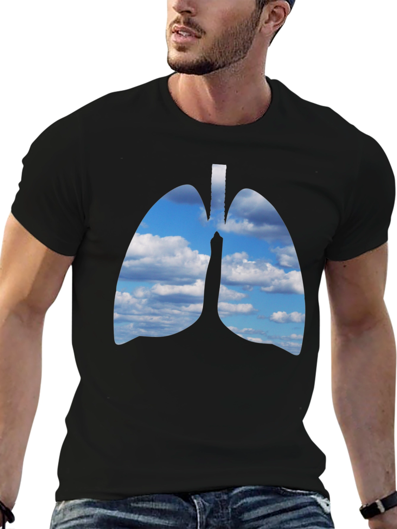 Lungs Sky T-Shirt - Unique Anatomical Design