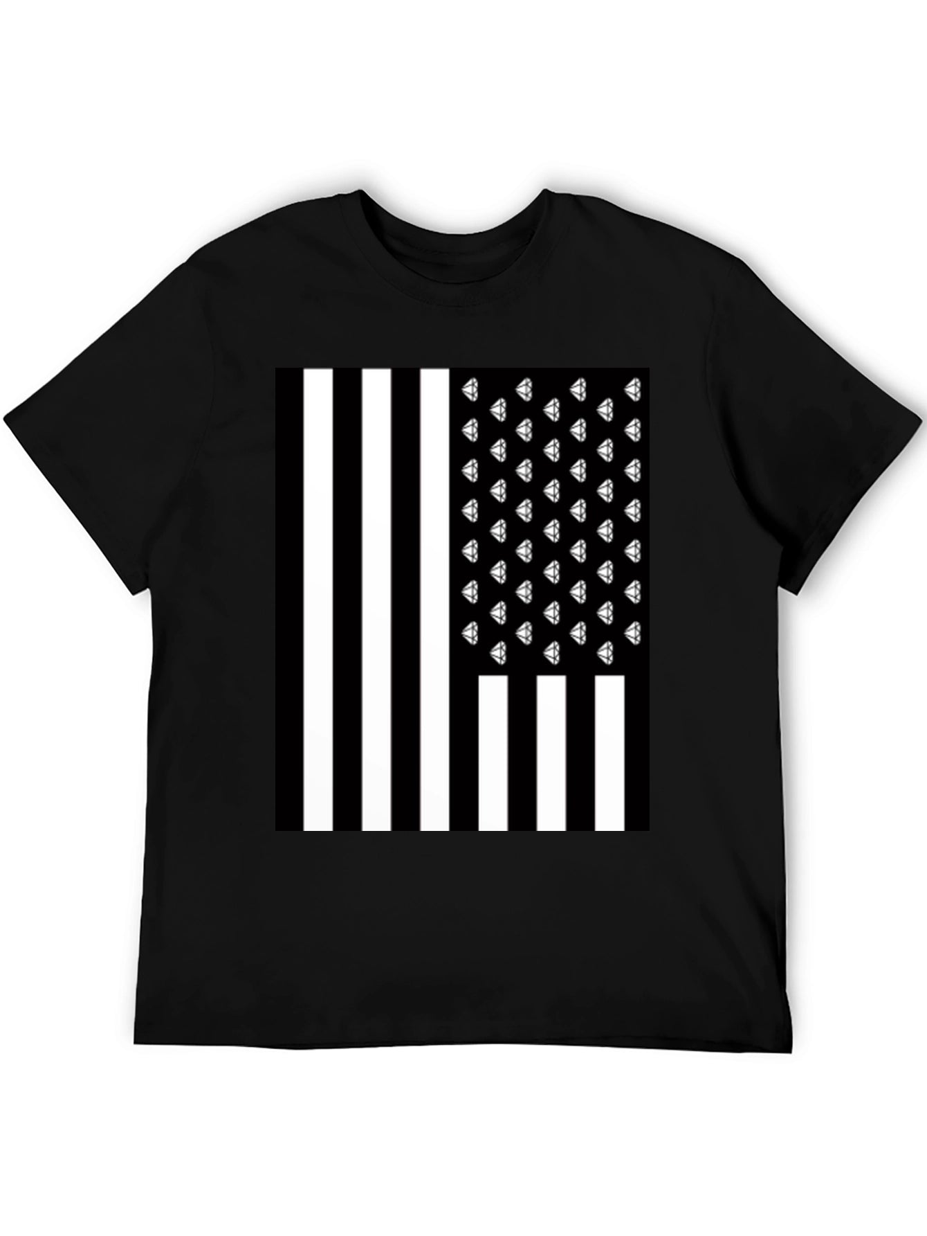 Diamonds & Stripes T-Shirt - Mens Black Tee