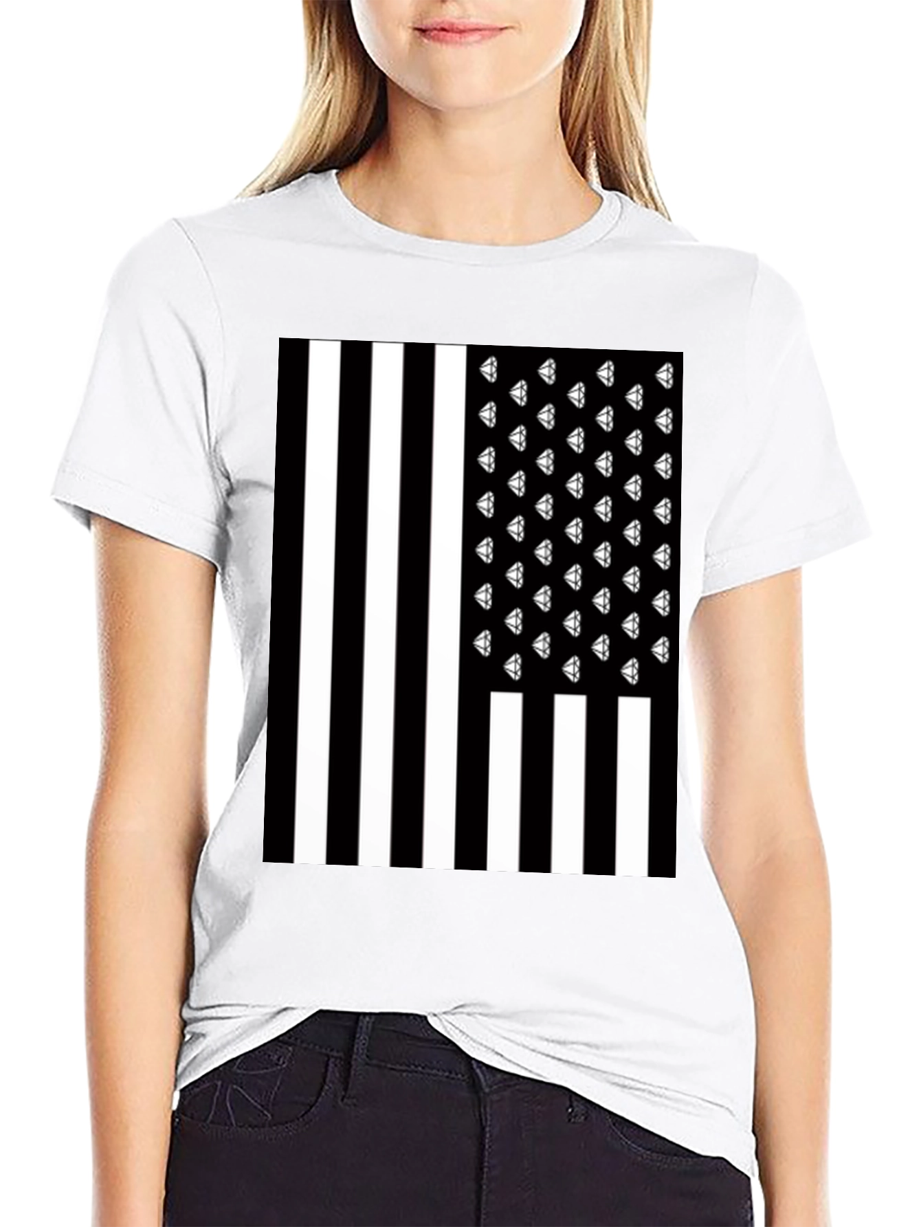 Diamonds & Stripes T-Shirt - Mens Black Tee