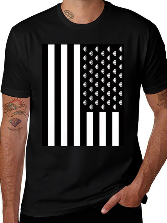 Diamonds & Stripes T-Shirt - Mens Black Tee