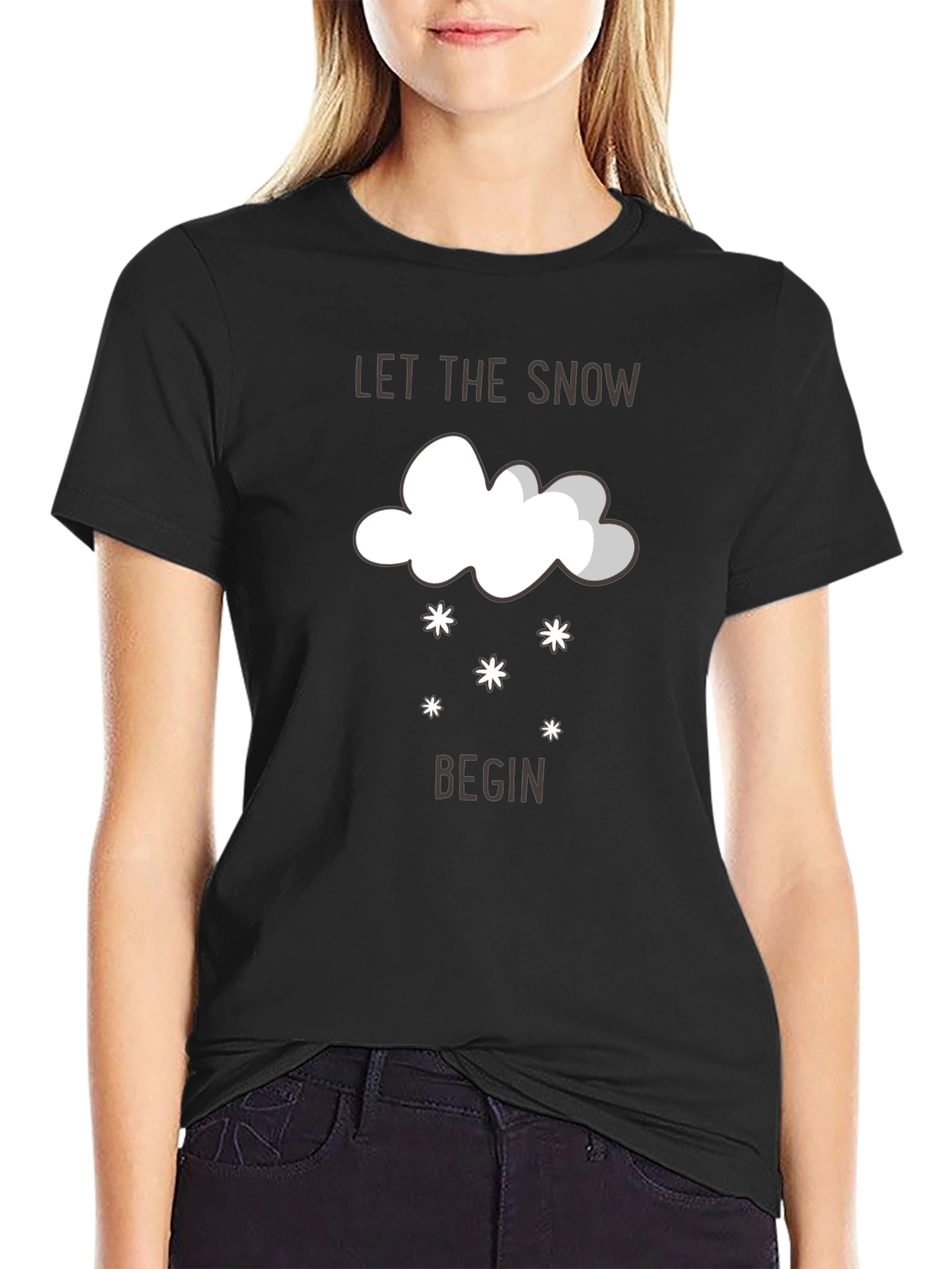 Let it Snow Graphic Tee - Black Cotton T-Shirt
