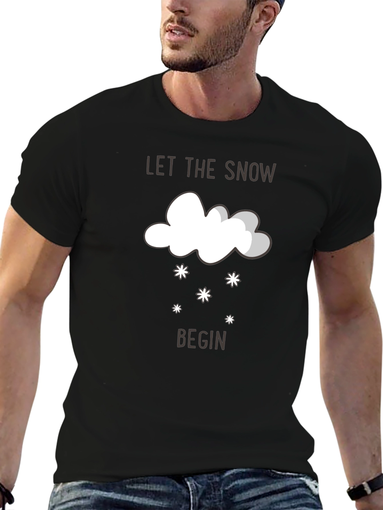 Let it Snow Graphic Tee - Black Cotton T-Shirt