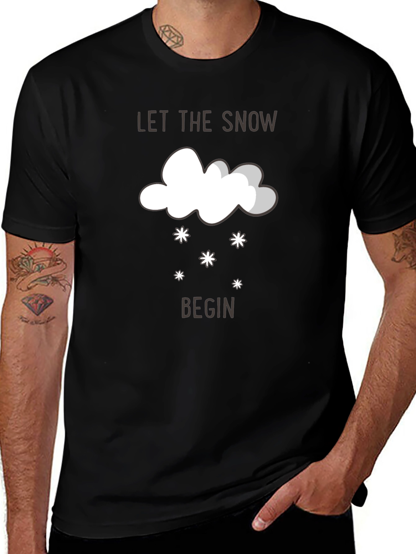 Let it Snow Graphic Tee - Black Cotton T-Shirt