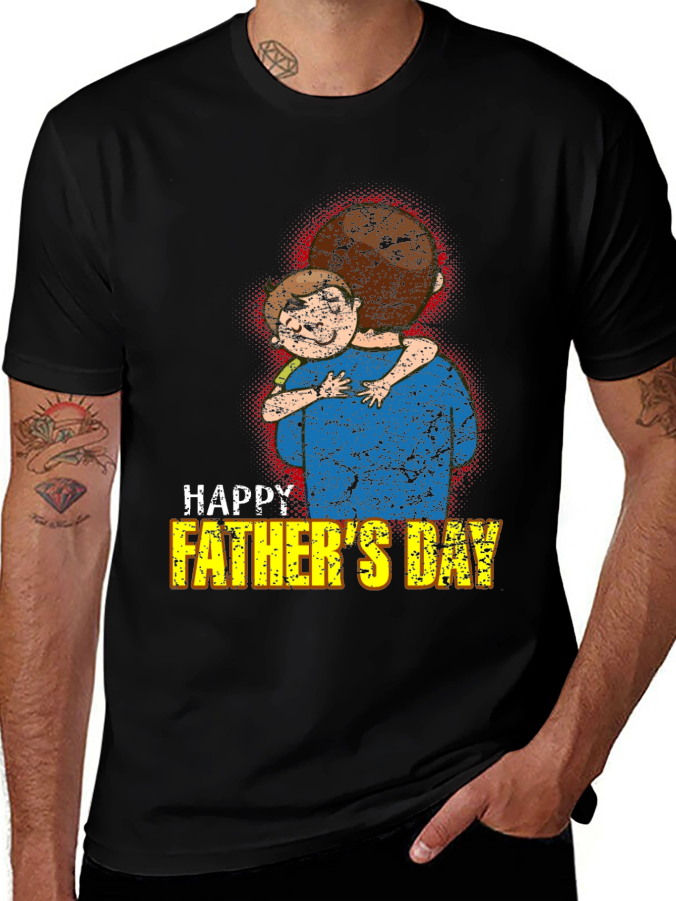 Happy Fathers Day T-Shirt Dad and Child Graphic Tee