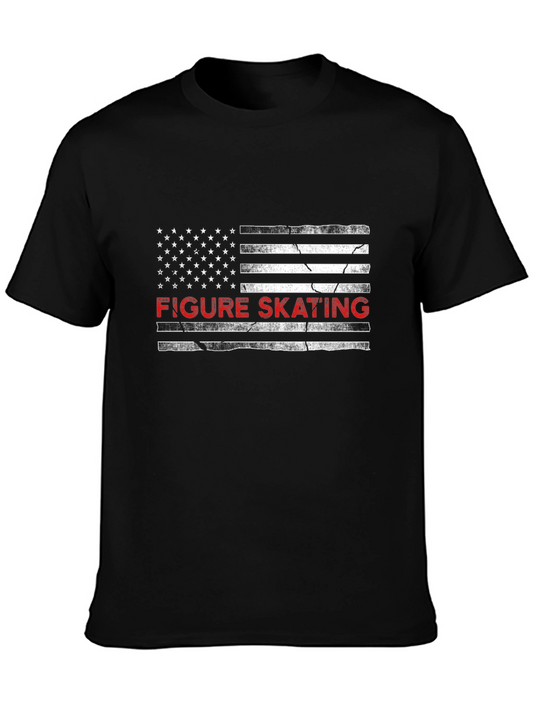 Figure Skating American Flag Graphic Tee