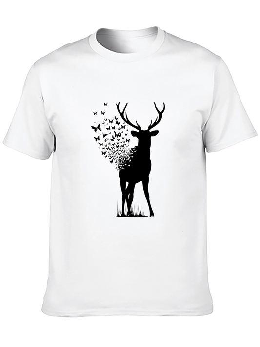 Deer Butterfly Silhouette Graphic Tee - Black