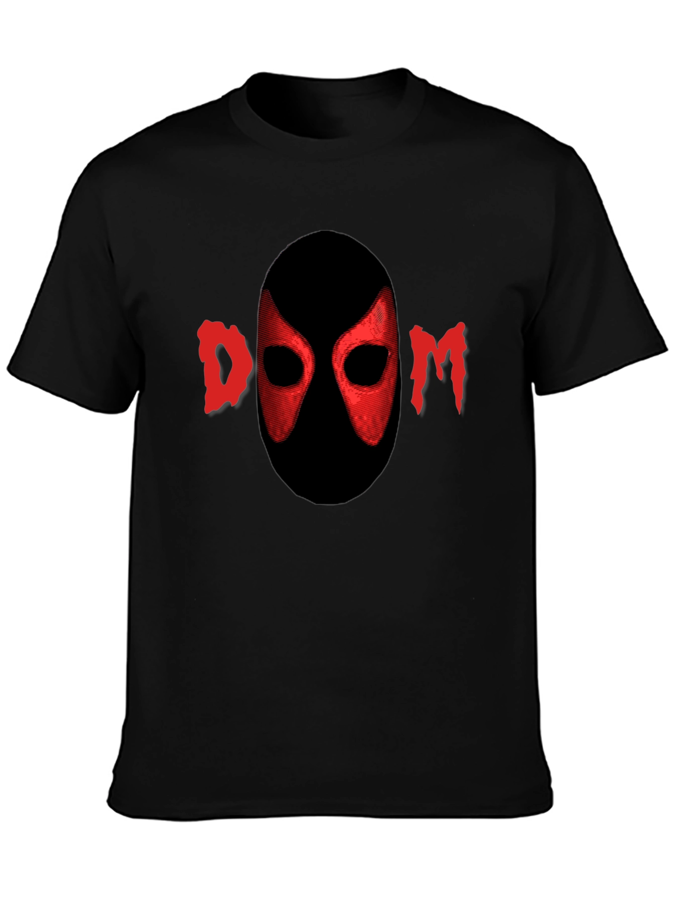 Red DOOM Mask Graphic Black T-Shirt