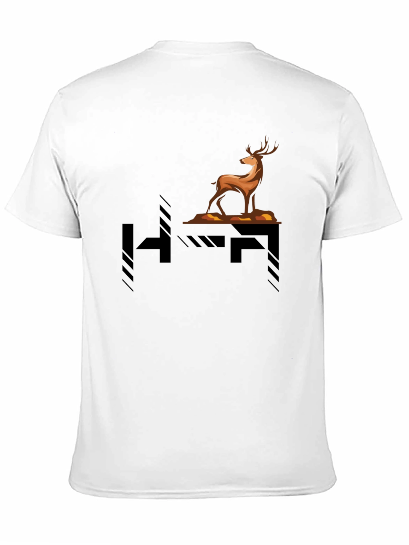 Stylish Deer Graphic Black T-Shirt