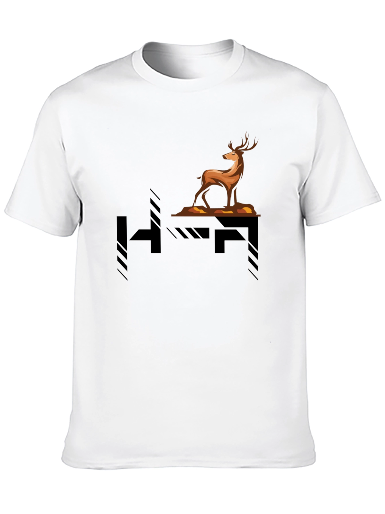 Stylish Deer Graphic Black T-Shirt