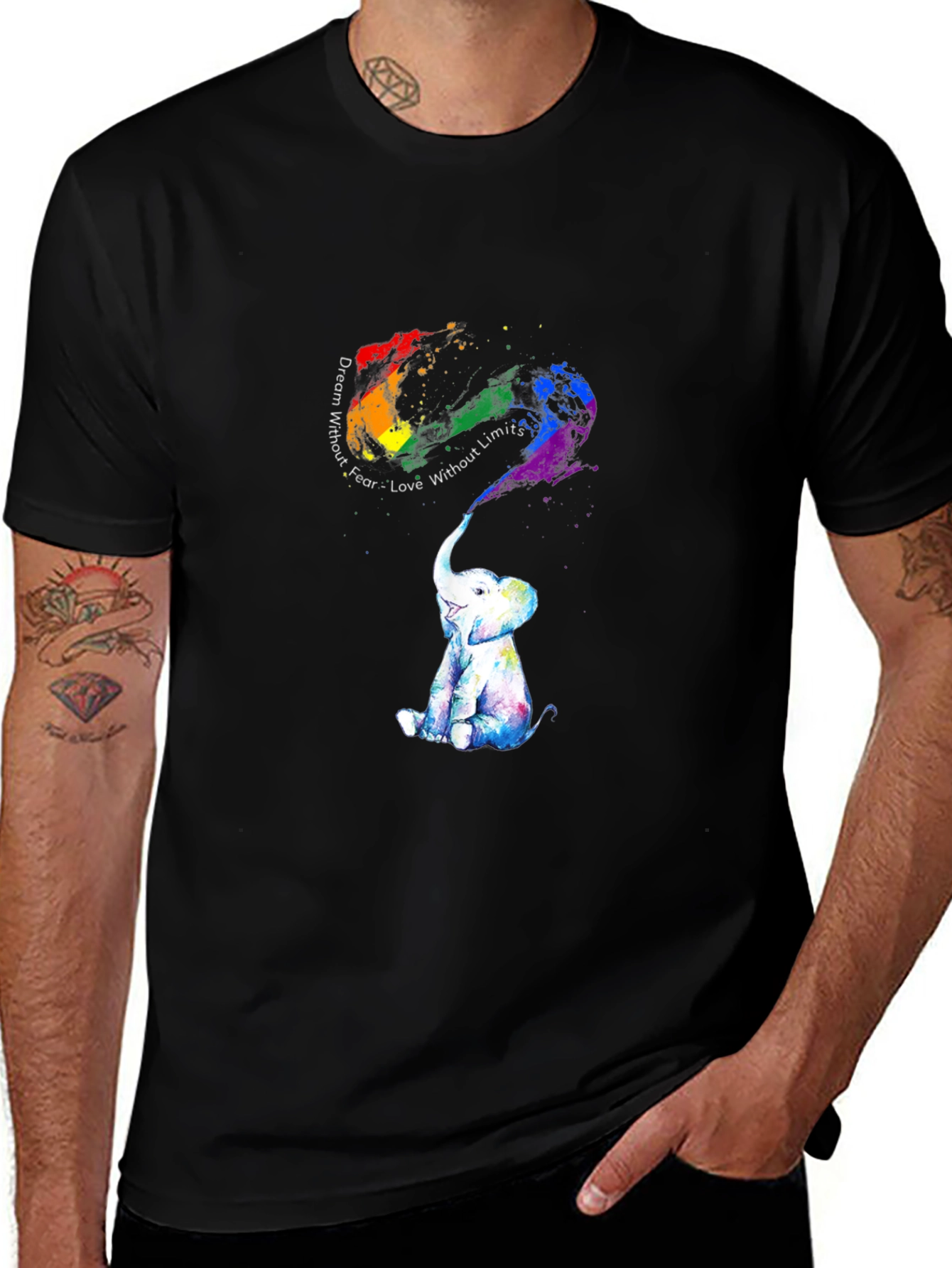 Rainbow Elephant Graphic Tee - Dream Without Fear