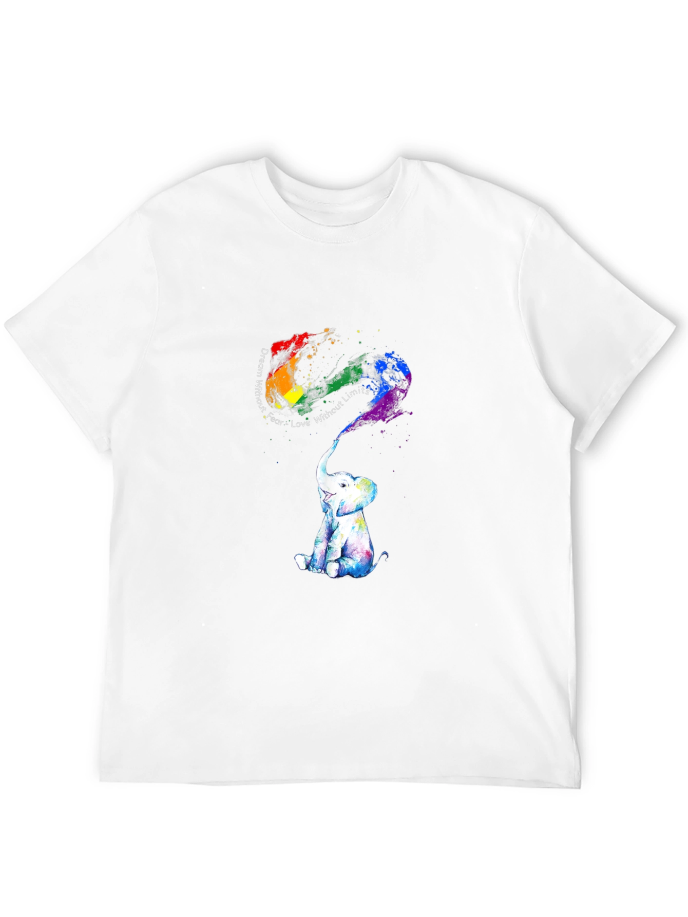 Rainbow Elephant Graphic Tee - Dream Without Fear