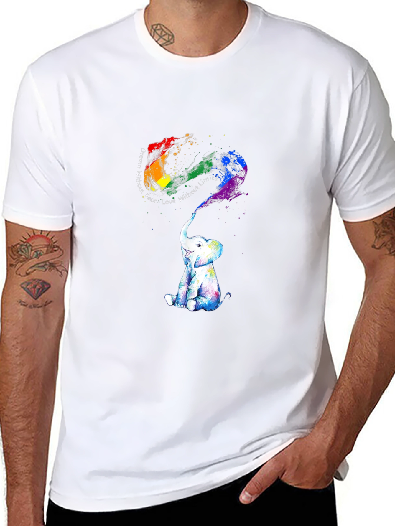 Rainbow Elephant Graphic Tee - Dream Without Fear
