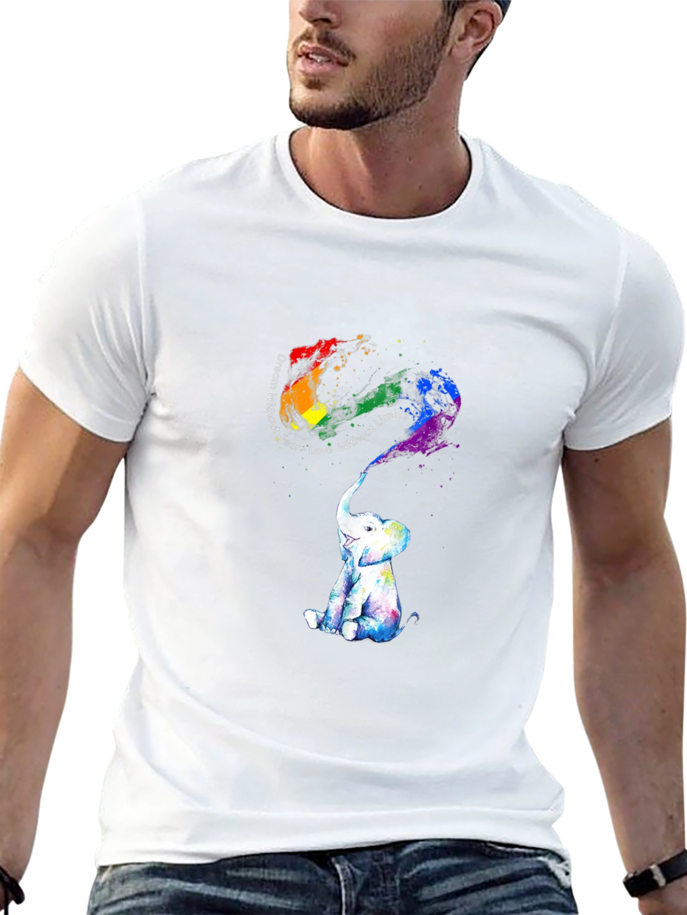 Rainbow Elephant Graphic Tee - Dream Without Fear