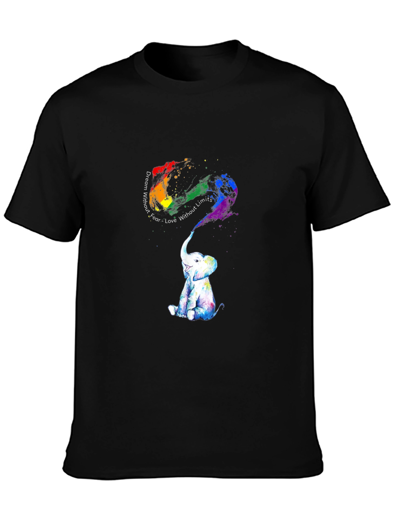 Rainbow Elephant Graphic Tee - Dream Without Fear