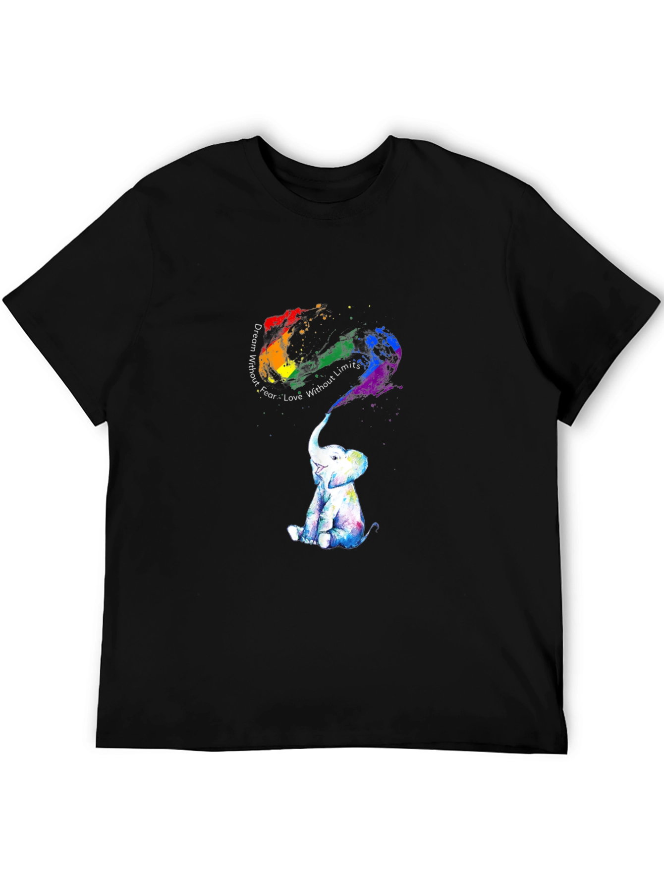 Rainbow Elephant Graphic Tee - Dream Without Fear