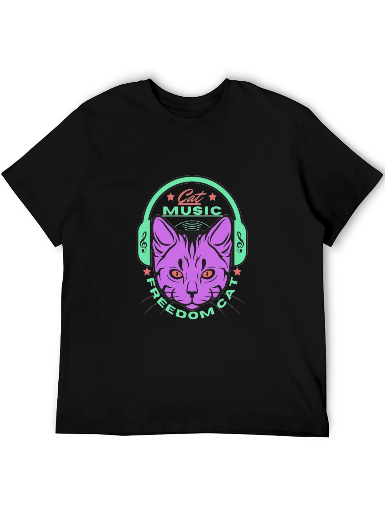 Cat Music Freedom T-Shirt - Stylish Black Tee
