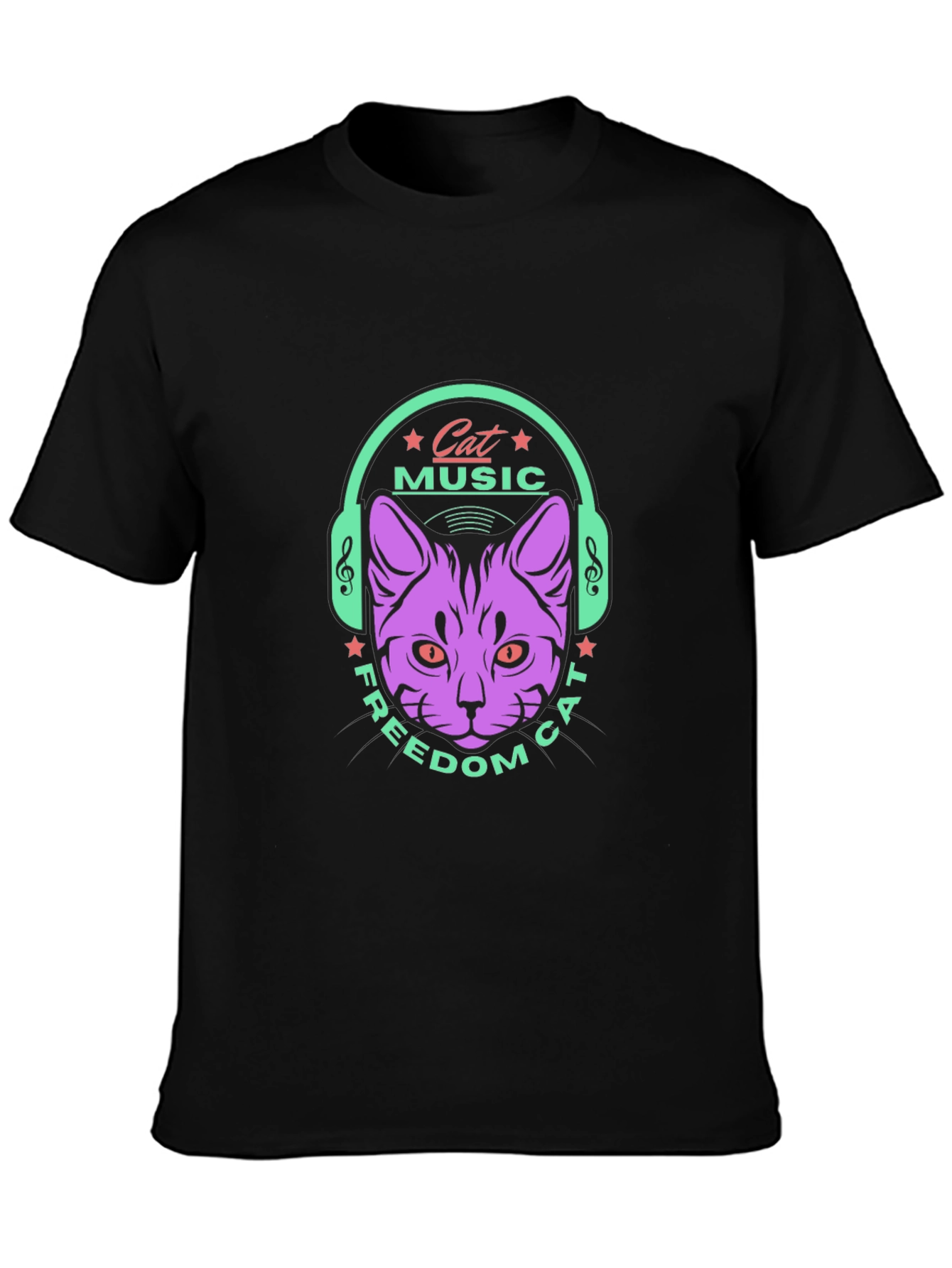Cat Music Freedom T-Shirt - Stylish Black Tee