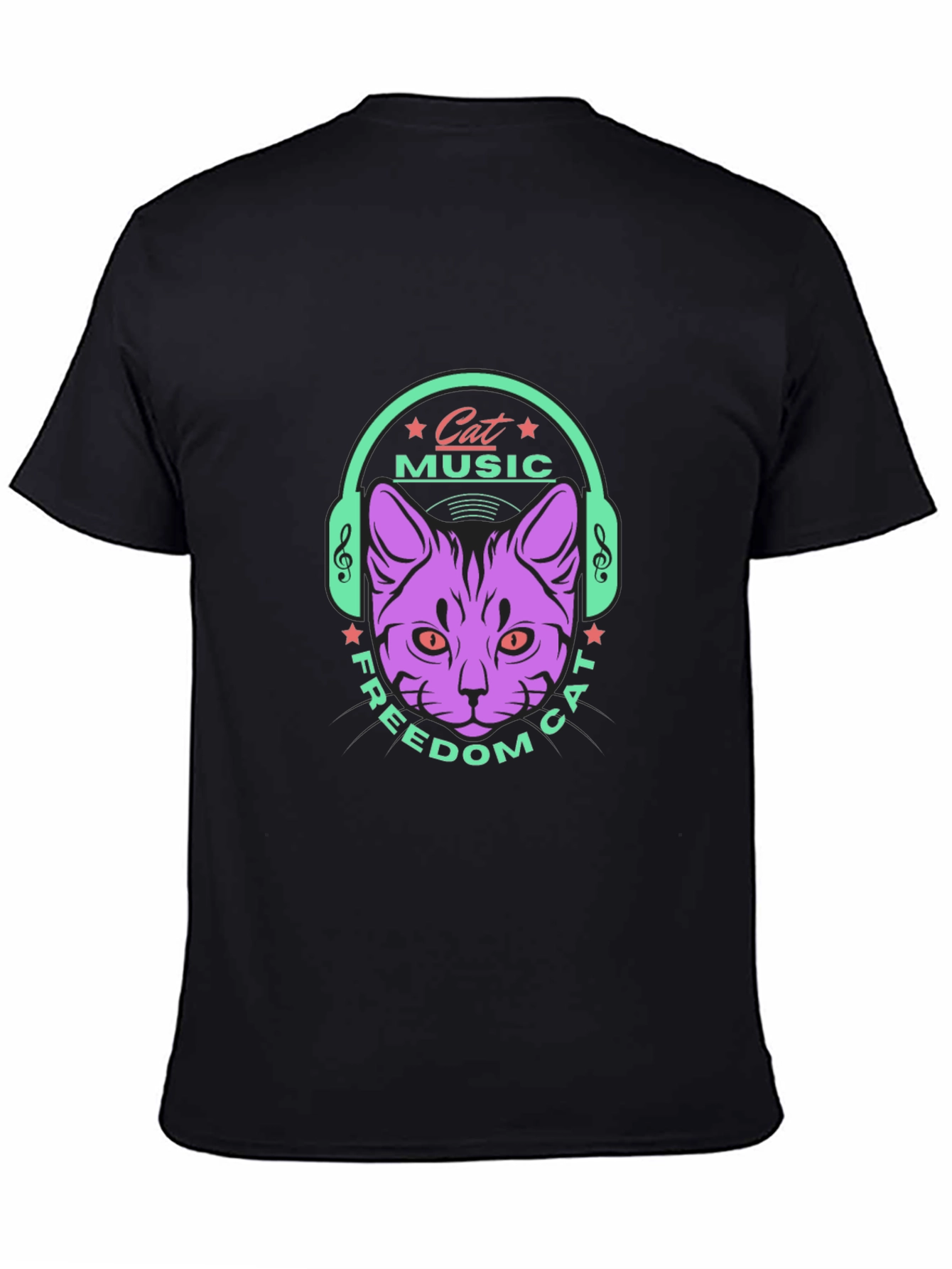 Cat Music Freedom T-Shirt - Stylish Black Tee