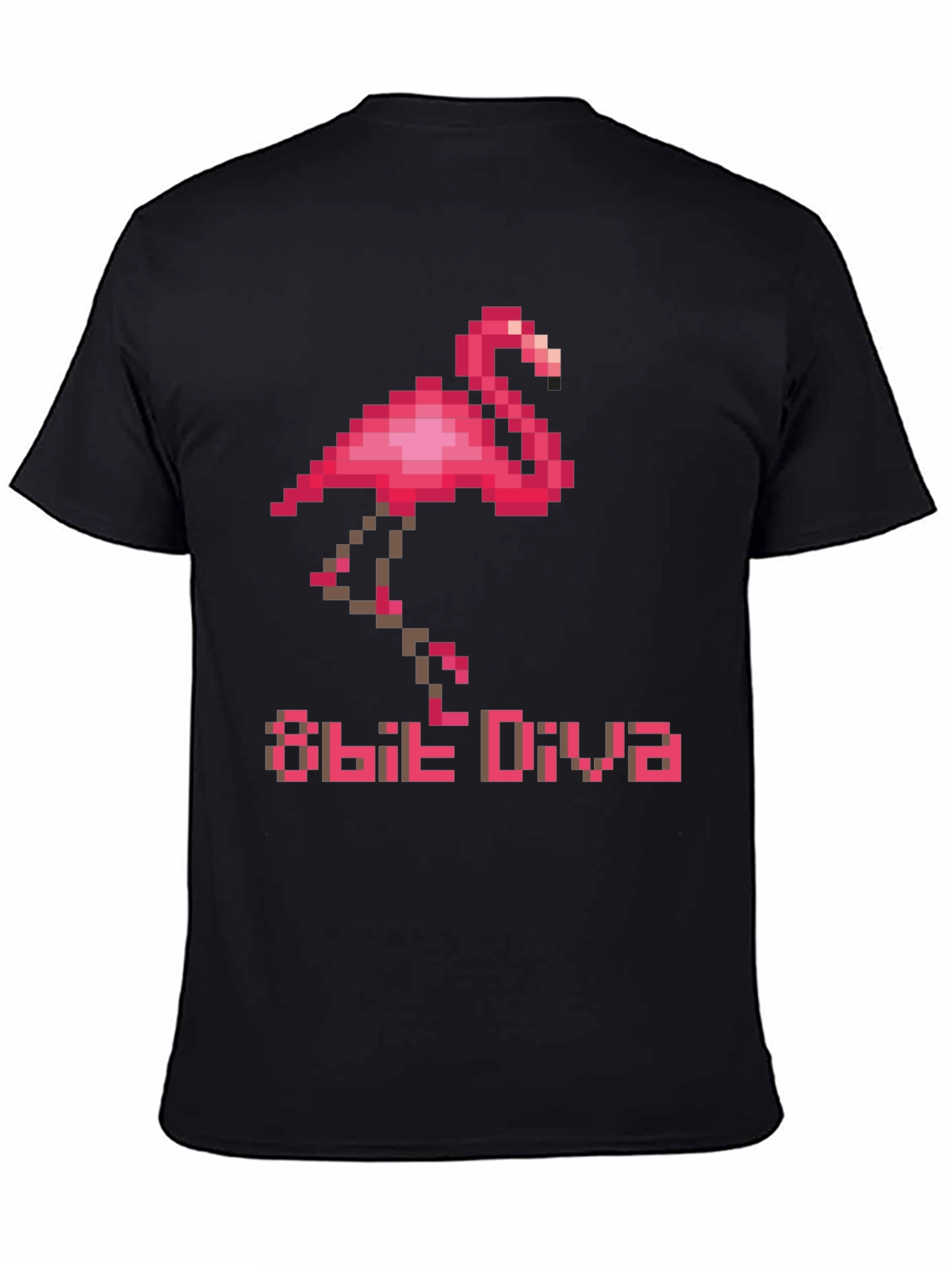 8-Bit Diva Flamingo T-Shirt - Retro Pixel Art