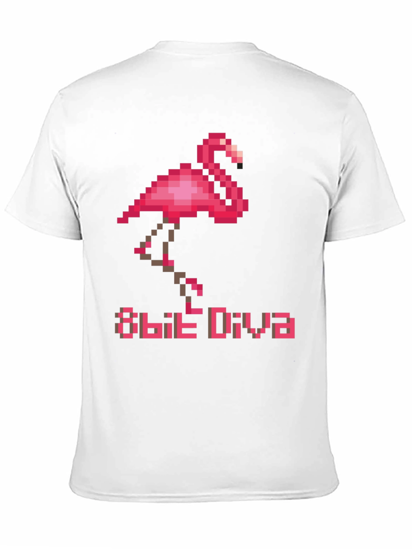 8-Bit Diva Flamingo T-Shirt - Retro Pixel Art