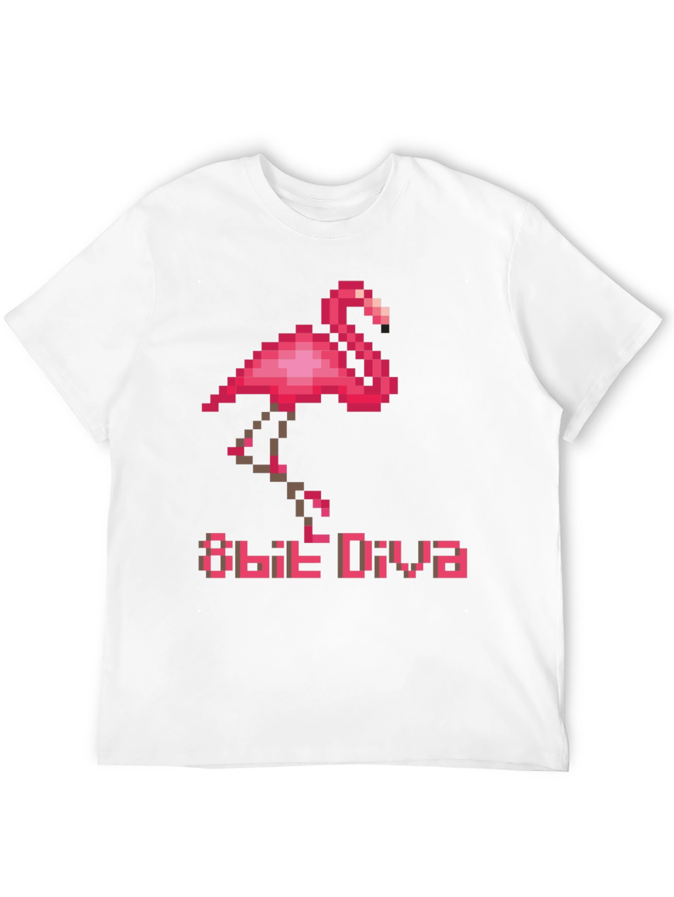 8-Bit Diva Flamingo T-Shirt - Retro Pixel Art
