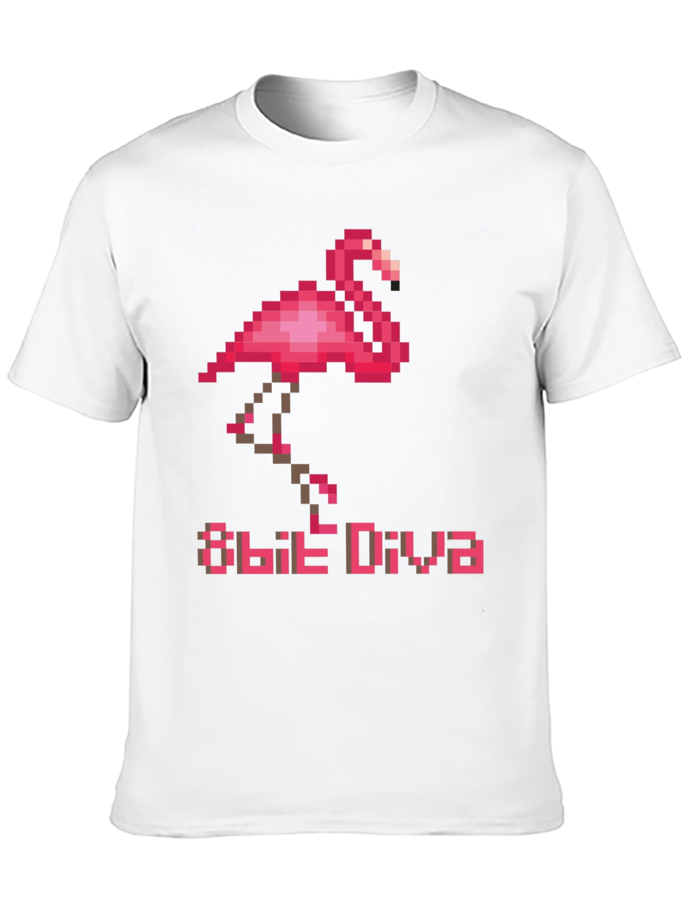 8-Bit Diva Flamingo T-Shirt - Retro Pixel Art