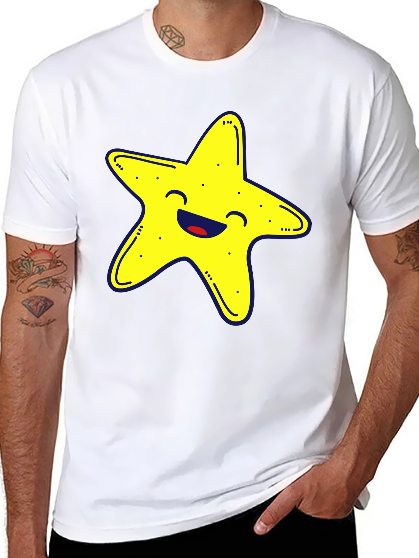 Starfish Graphic Tee - Fun & Casual Black T-Shirt