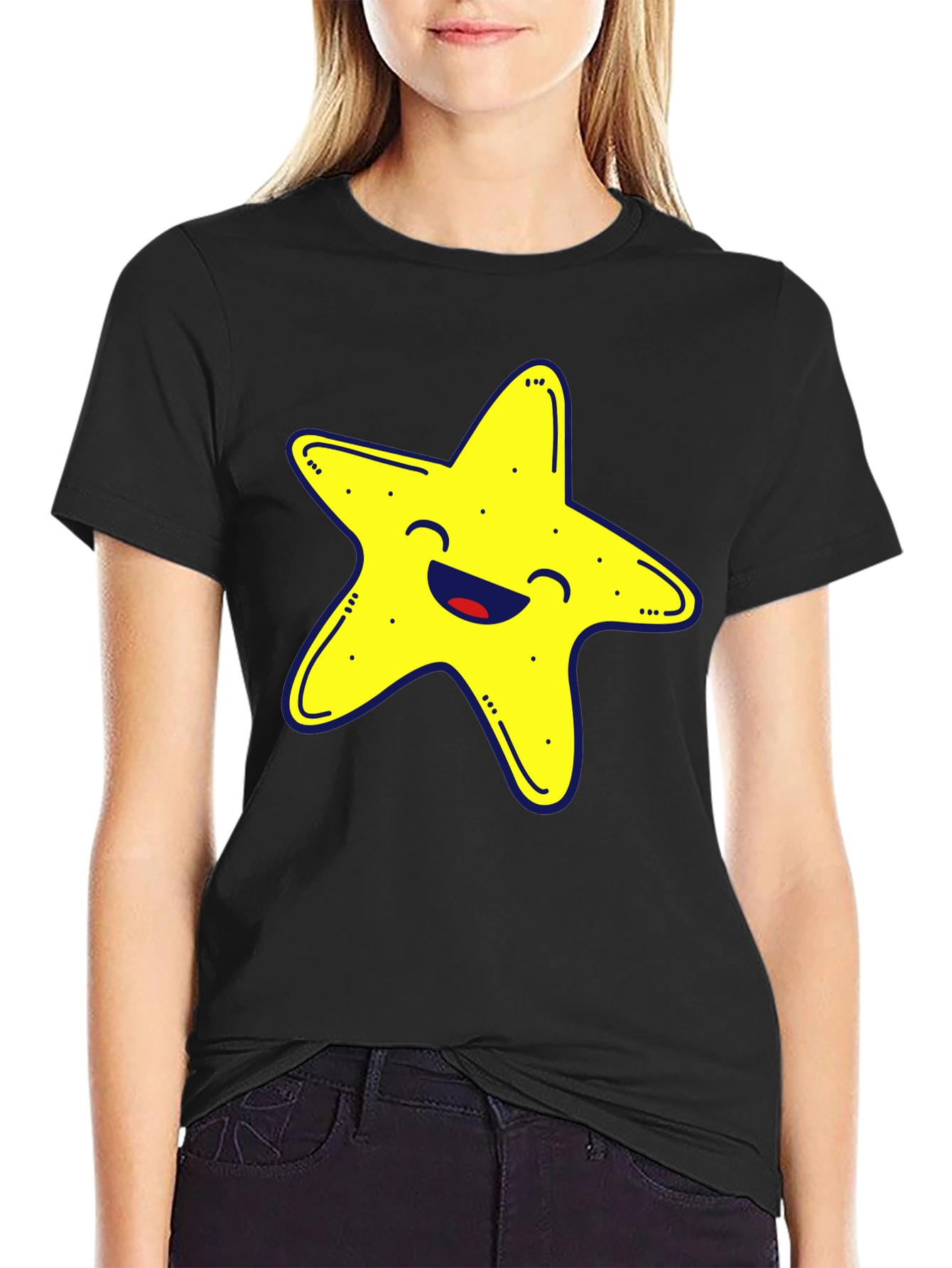 Starfish Graphic Tee - Fun & Casual Black T-Shirt