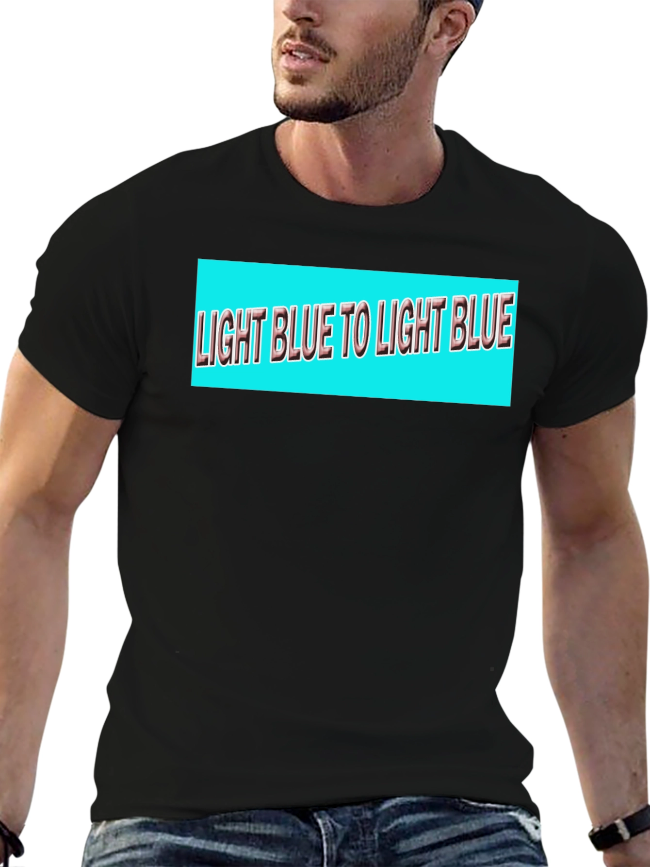 Light Blue Text Graphic Tee - Stylish Everyday Wear